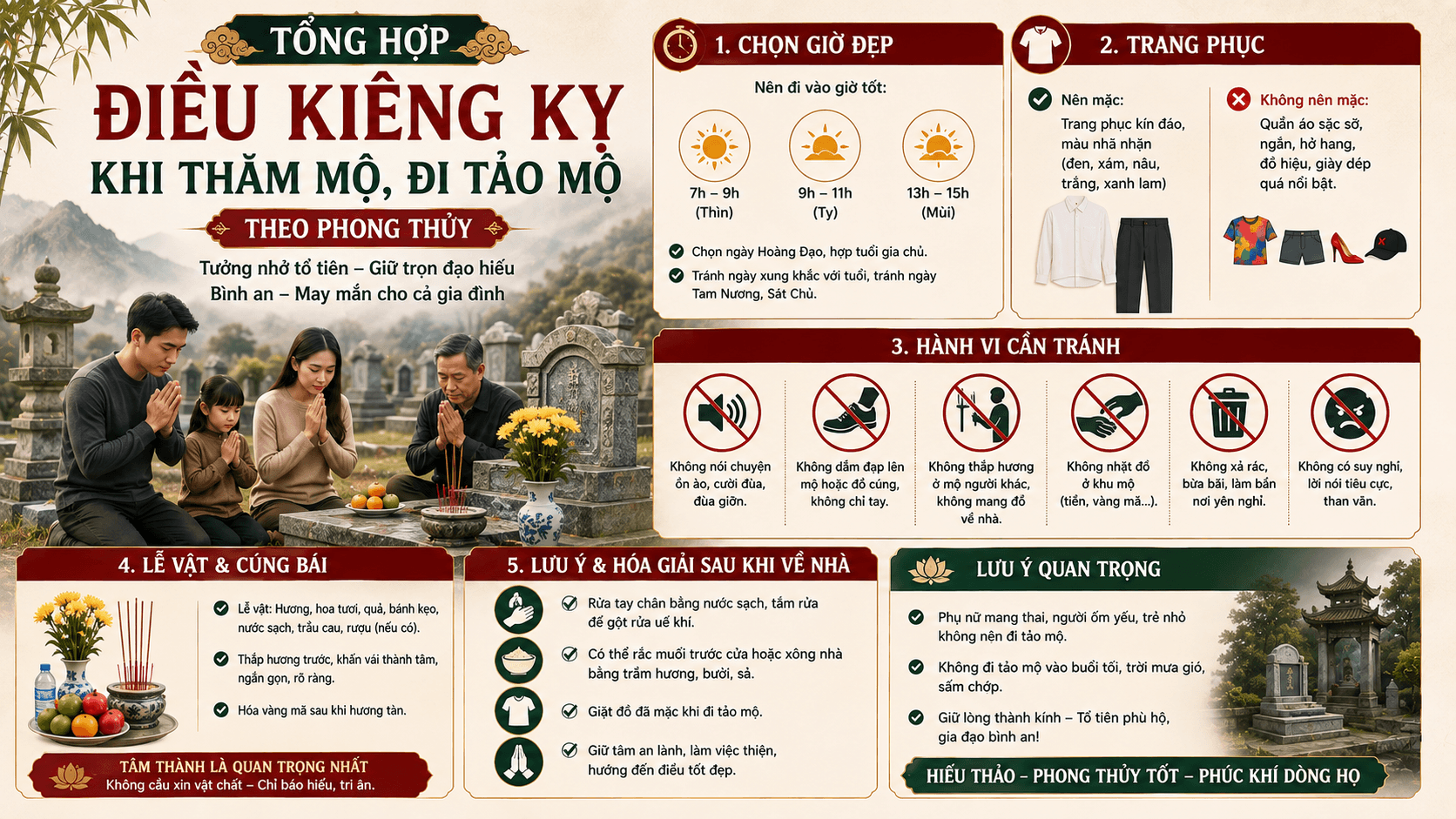 Kiêng Kỵ Khi Thăm Mộ, Đi Tảo Mộ Theo Phong Thủy