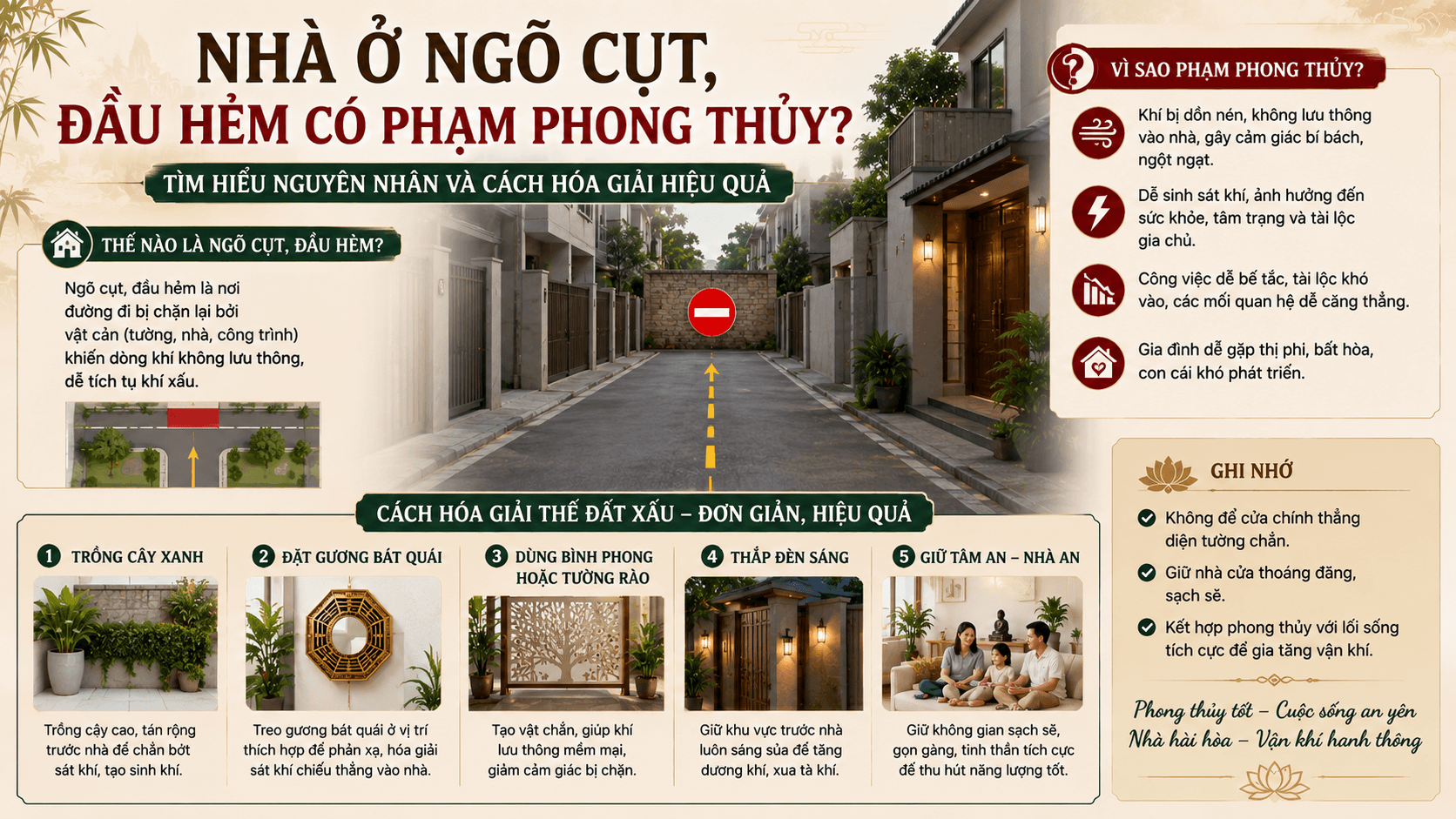 Phong Thủy Nhà Ngõ Cụt, Đầu Hẻm: Cách Hóa Giải Thế Đất Xấu