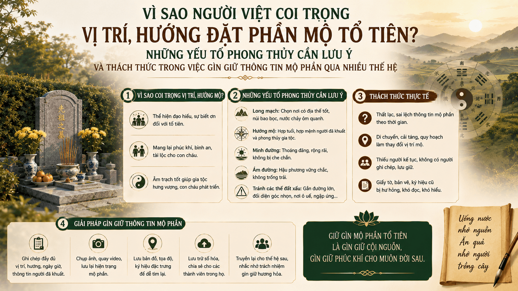 Phong Thủy Mộ Phần: Vì Sao Vị Trí Phần Mộ Ảnh Hưởng Trực Tiếp Đến Vận Mệnh Con Cháu?