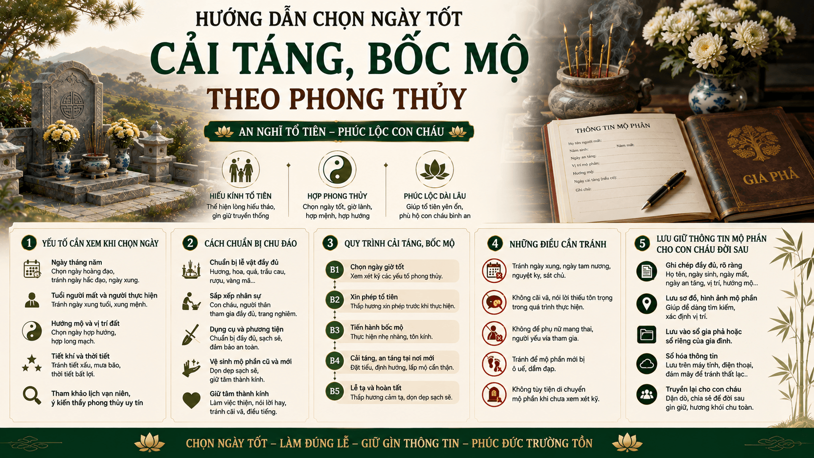 Cách Chọn Ngày Tốt Cải Táng, Bốc Mộ Theo Phong Thủy